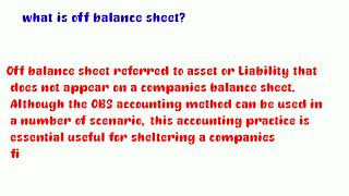 what is off balance sheet and why we made it  Bcom Sol du [upl. by Dex]