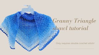 How to crochet a granny triangle shawl or scarf  EASY beginner level project [upl. by Del]