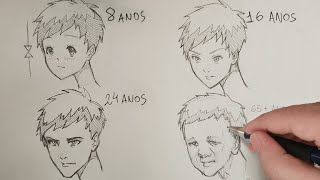 Como Desenhar Anime Rosto em Diferentes Idades Iniciante [upl. by Camroc]