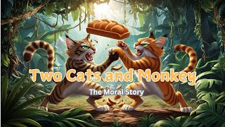 The two cats and a monkey story l short story in English for kids I English Moral Story for Kids [upl. by Millard]