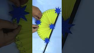 Paper Fan Flower  Paper Folding Hand Fan  paper art  paper craft origami  shorts  Hand Fan [upl. by Buddie567]