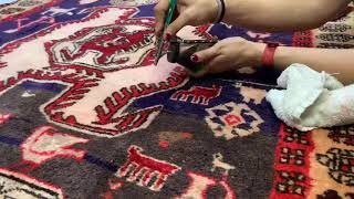 Rug Color Restoration How to use color theory to restore a rug that has red dye bleed [upl. by Gnourt]