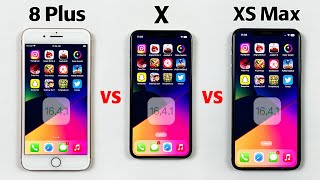 iPhone 8 Plus vs iPhone X vs iPhone XS Max SPEED TEST in 2023   iOS 1641 [upl. by Edette375]