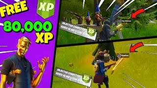 EASY LEVELS  How to Get 80000 XP FOR FREE in Fortnite  SECRET XP CHALLENGES [upl. by Aylat]