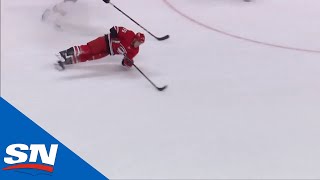 Micheal Ferland Makes Great Pass While Falling To Set Up Teravainen Goal [upl. by Nabala]