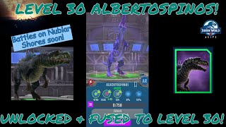 LEVEL 30 ALBERTOSPINOS CREATED amp FUSED TO 30 Jurassic World Alive 213 [upl. by Seraphim134]