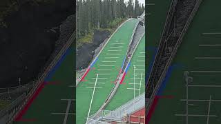 Ski Jumper practicing in Trondheim Norway August 2024 [upl. by Allemahs747]