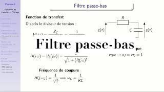 Electrocinétique  fonction de transfert  filtrage 5  étude complète dun filtre passebas [upl. by Soalokcin615]