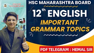 Class 12th English Grammar  12th Important English Grammar  Board Exam  Hemal Sir [upl. by Hacker626]