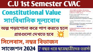 Cu Constitutional Value Semester 1 Suggestion 2024  constitutional value syllabus 2023CVAC202324 [upl. by Doreg61]