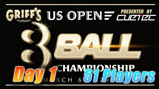 US OPEN 8BALL CHAMPIONSHIP  10000 ADDED 51 Players  GRIFFS LAS VEGAS  Day 1 Part 2 [upl. by Schaab]