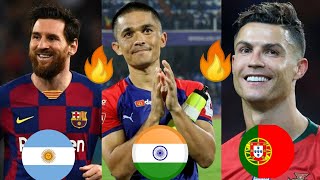 Chhetri Vs Messi Vs Ronaldo  Goals Salary and Records [upl. by Amie64]