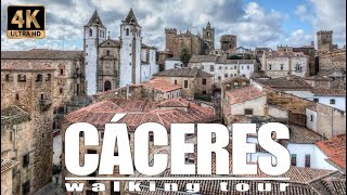 🇪🇸4K CÁCERES Walking Tour World Heritage City  A Game of Thrones location  Extremadura spain [upl. by Odnalro998]