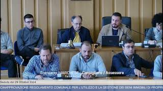 Consiglio Comunale del 291024 APPROVAZIONE REGOLAMENTO PER LUTILIZZO E GESTIONE DEI BENI IMMOBILI [upl. by Eimrots179]