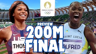 200M FINAL LIVE PREVIEW Gabby Thomas vs Julien Alfred Paris Olympics 2024 [upl. by Eiddet643]