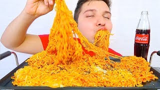 EXTREMELY CHEESY SUPER SPICY FIRE RAMEN NOODLES • Mukbang amp Recipe [upl. by Cott]