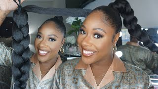 Super Easy DIY Long Jumbo Braid Ponytail with Braiding Hair [upl. by Nahtnamas]