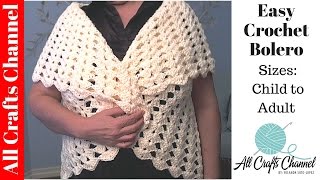 How to crochet a Bolero All Sizes child to Adult [upl. by Igiul]