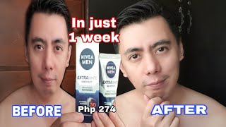 1 WEEK  HOW TO CORRECTLY USE NIVEA MEN EXTRA WHITE BEST BRIGHTENING MOISTURIZER  REAL TALK REVIEW [upl. by Hagar669]