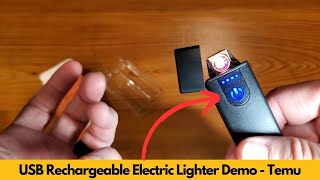 USB Rechargeable Electric Lighter Demo and Review  Temu [upl. by Nalaf]