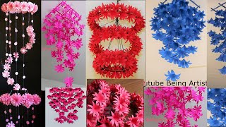 5 Beautiful Paper Flower Wall Hanging Paper Craft  Paper Flower [upl. by Nedrud]