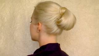 Quick easy hairstyle for long hair for work office job interview Formal rolled bun updo tutorial [upl. by Paolina]