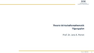 Wirtschaftsmathematik  Tilgungsplan [upl. by Sidonnie]