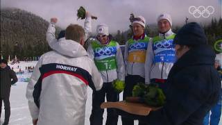 Cross Country Skiing Men 4X10KM Relay Victory Ceremony  Vancouver 2010 [upl. by Maybelle]