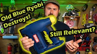 Ryobi Old Blue Stapler still destroys diy power carpenter upholstery ryobitools [upl. by Drofnelg153]