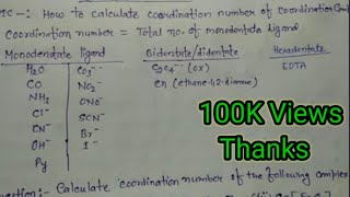 How to calculate coordination number समन्वय संख्या कैसे निकालें Vikram TutorialCoordinationCompound [upl. by Depoliti]