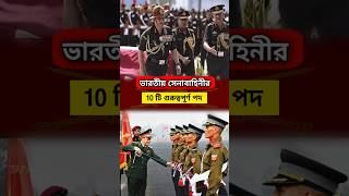 ভারতীয় সেনাবাহিনীর 10 টি গুরুত্বপূর্ণ পদ  10 Important Posts in Indian Army  shorts shortvideo [upl. by Akapol234]