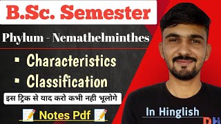 Nemathelminthes Classification amp Characteristics  Aschelminthes  Bsc Semester  By Dadhich Sir [upl. by Ellette]