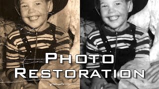 Photoshop Photo Restoration How to Repair amp Restore Old Damaged Black amp White Photos [upl. by Yerocaj]