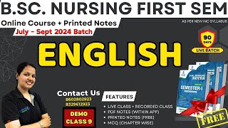 DEMO CLASS 9 ENGLISH B Sc NURSING 1ST SEM  COMMUNICATIVE ENGLISH B Sc NURSING LECTURE 2024 [upl. by Farley]