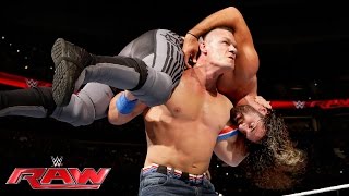 John Cena vs Seth Rollins Raw June 27 2016 [upl. by Ahtekahs]