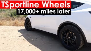 Tesla Model Y Upgrade Long Term Review of TSPORTLINE Wheels and Tires [upl. by Lucania207]