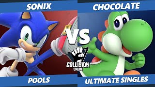 Collision Online Ultimate Pools  LGCY  Sonix Sonic Vs BRO  Chocolate Yoshi SSBU Singles [upl. by Arlana]