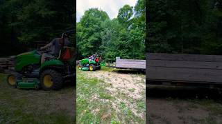 Trying out our new 3 point trailer hitch with the John Deere 1023E [upl. by Camilia]