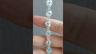 Blue Rondelles Pearl Bracelet pearlbeadedjewelry diy pearlbeading handmadebracelets jewelry [upl. by Ermine]