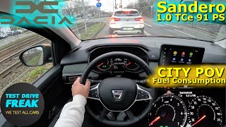 2022 Dacia Sandero Stepway TCe 90 91 PS CITY POV DRIVE with Fuel Consumption [upl. by Holland]