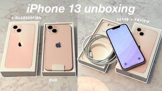 iPhone 13 Pink Unboxing amp Review 2024 ☁️🤍 128GB  accessories [upl. by Ytisahc]