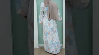 Loriya Abaya Long Sleeve Floral Summer Maxi Dress Adjustable Waist String Style Robe abaya dress [upl. by Yetak]