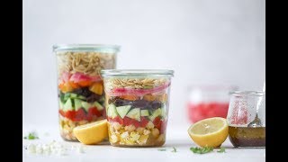 Greek Orzo Salad in a Jar  Meal Prep [upl. by Pren720]