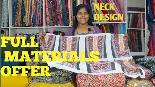 NECK DESIGN KALAMKARI MATERIAL amp SHAWLGEORGETTE PLAIN amp SCALOOP SHAWL COTTON 3PIECE CHINON SLUB [upl. by Revorg]