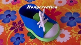 ZAPATITOS DE NIÑO EN FOAMY O GOMA EVA PARA BABY SHOWER  BABY SHOWER SHOE DIY [upl. by Radnaskela676]