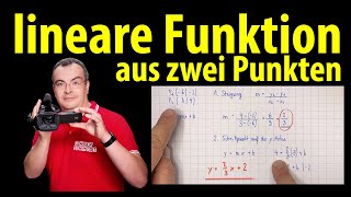 lineare Funktion  aus zwei Punkten berechnen und zeichnen  Lehrerschmidt [upl. by Cassi608]