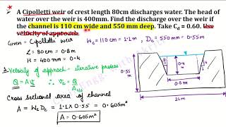 Fluid Mechanics  L7N Notches amp Weirs  Cipolletti Weir Numerical Problems [upl. by Wildermuth]