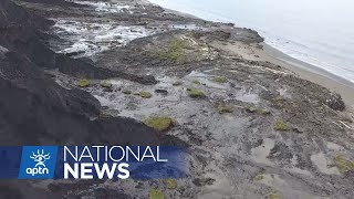 Drone video of Beaufort Sea Erosion  APTN News [upl. by Onitsoga336]