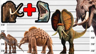 DINOSAURS and WOOLLY MAMMOTH Hybrids  Tyrannosaurus Triceratops Pyroraptor [upl. by Ainala]