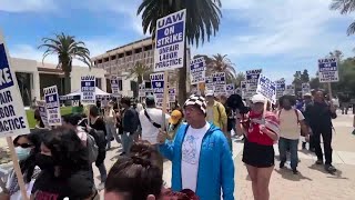 UCSB workers walk off the job in solidarity with other campus protests demanding defense [upl. by Hurwitz442]